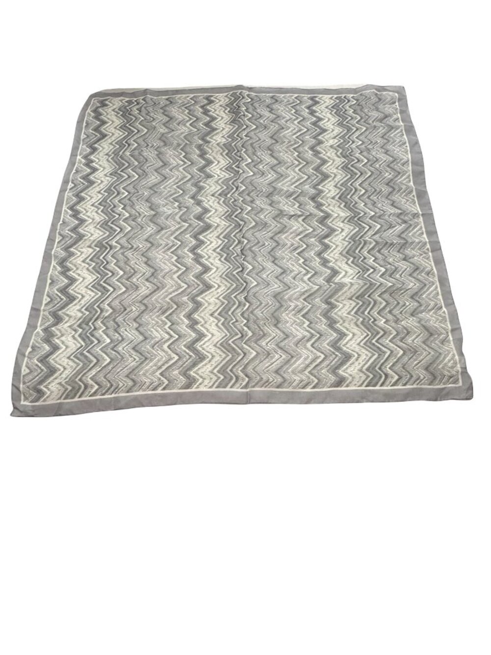 Gap 100% Silk Scarf Gray Chevron Zigzag Made in Italy 26 Inch Square